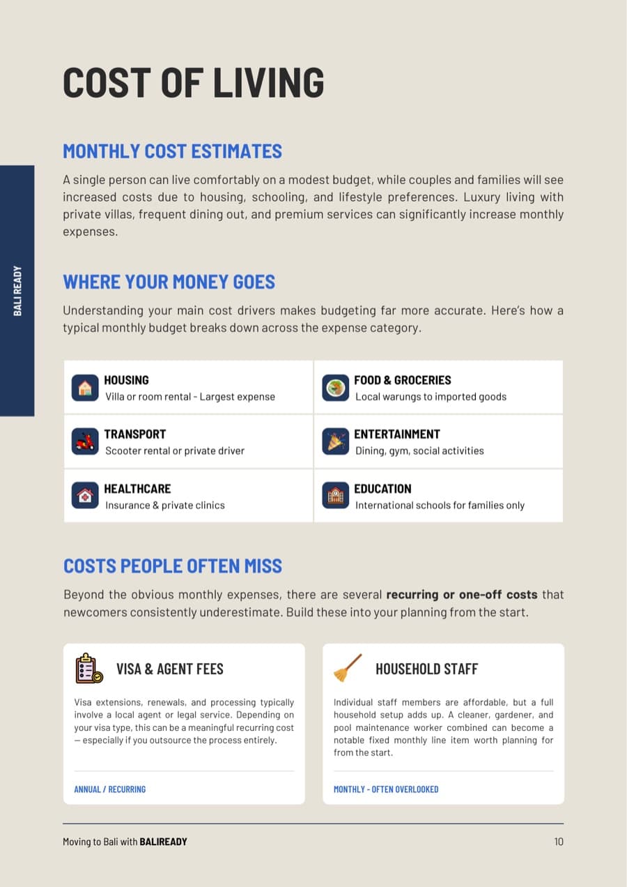 Bali Relocation Handbook: Cost of Living chapter